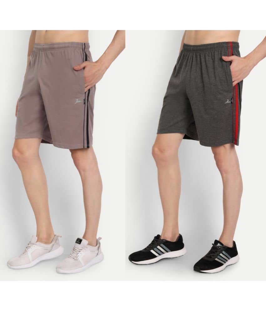 Zeffit - Multicolor Cotton Blend Men's Shorts ( Pack of 2 ) - Shorts | Buy online on ZillyBuy