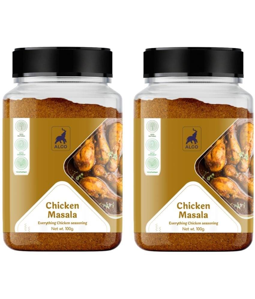 Alco Spices Chicken Masala | 100% Organic & Vegetarian- 100gm Jar Pack of 2 - 200 gm Alco Spices Chicken Masala | 100% Organic & Vegetarian- 100gm Jar Pack of 2 - 200 gm
