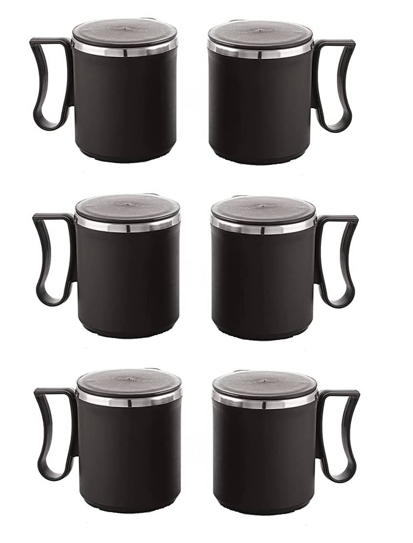     			Dynore - Black Steel Coffee Mug ( Pack of 6 )
