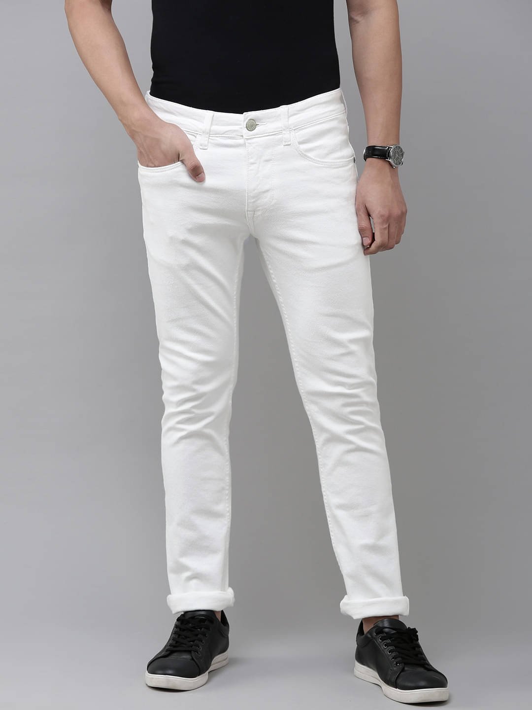     			HALOGEN - White Denim Skinny Fit Men's Jeans ( Pack of 1 )