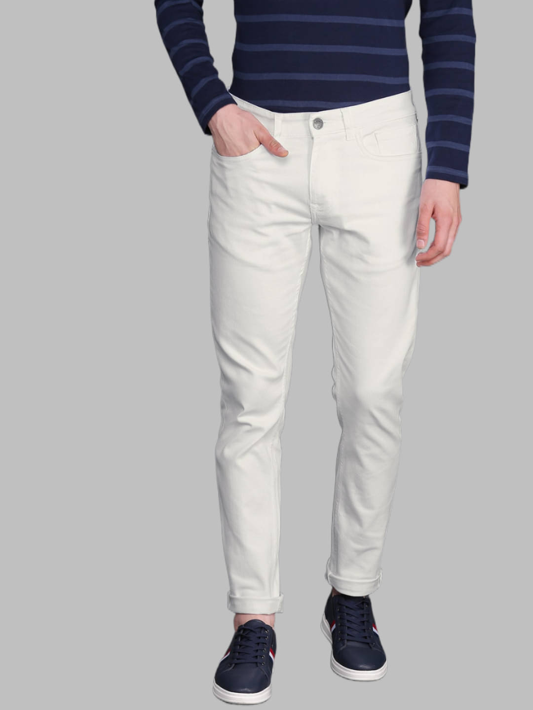     			HALOGEN - White Denim Slim Fit Men's Jeans ( Pack of 1 )