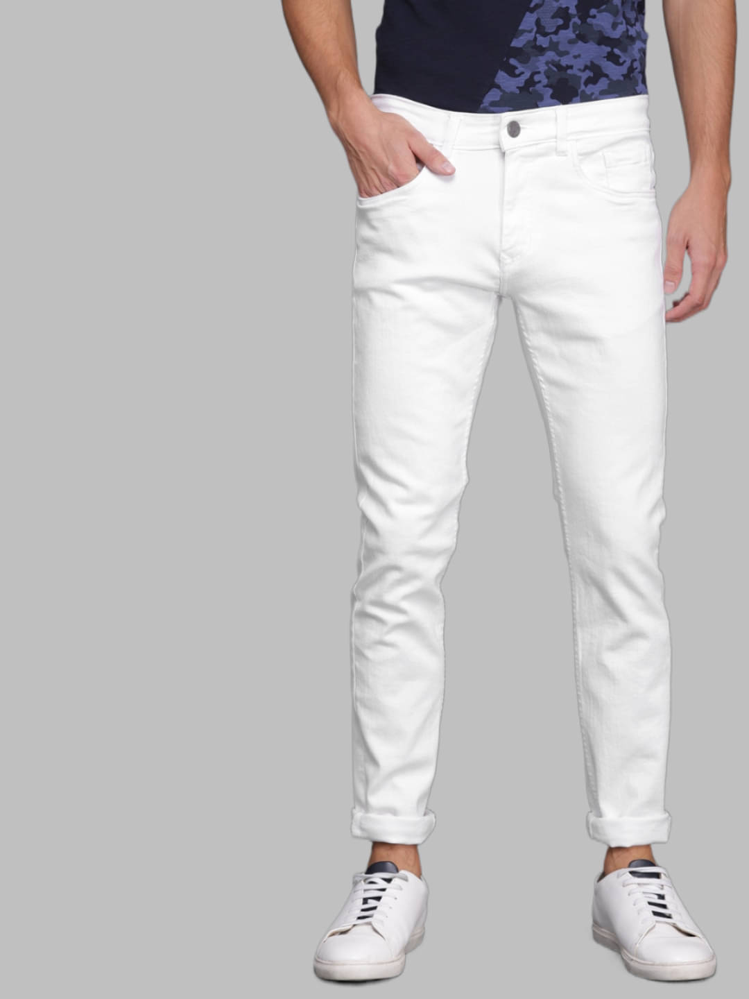     			HALOGEN - White Denim Slim Fit Men's Jeans ( Pack of 1 )