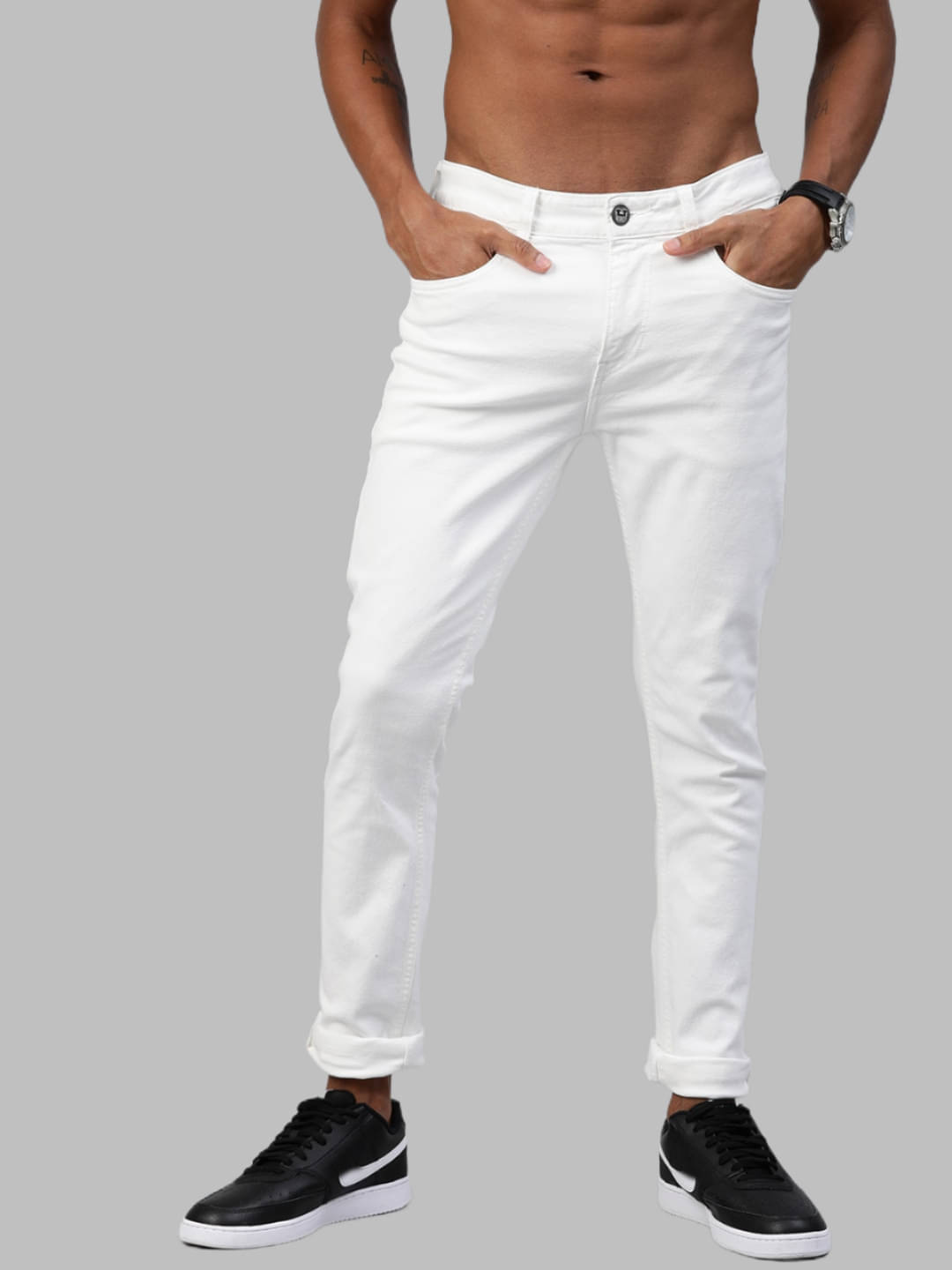 HALOGEN - White Denim Slim Fit Men's Jeans ( Pack of 1 )     			HALOGEN - White Denim Slim Fit Men's Jeans ( Pack of 1 )