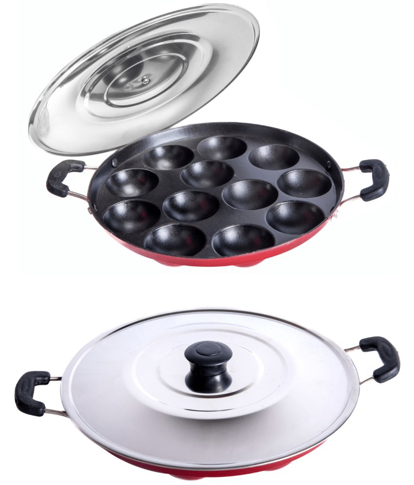     			HomePro Non-Stick Appam with with Steel Lid 12 Cavity -Red (Pack of 2)