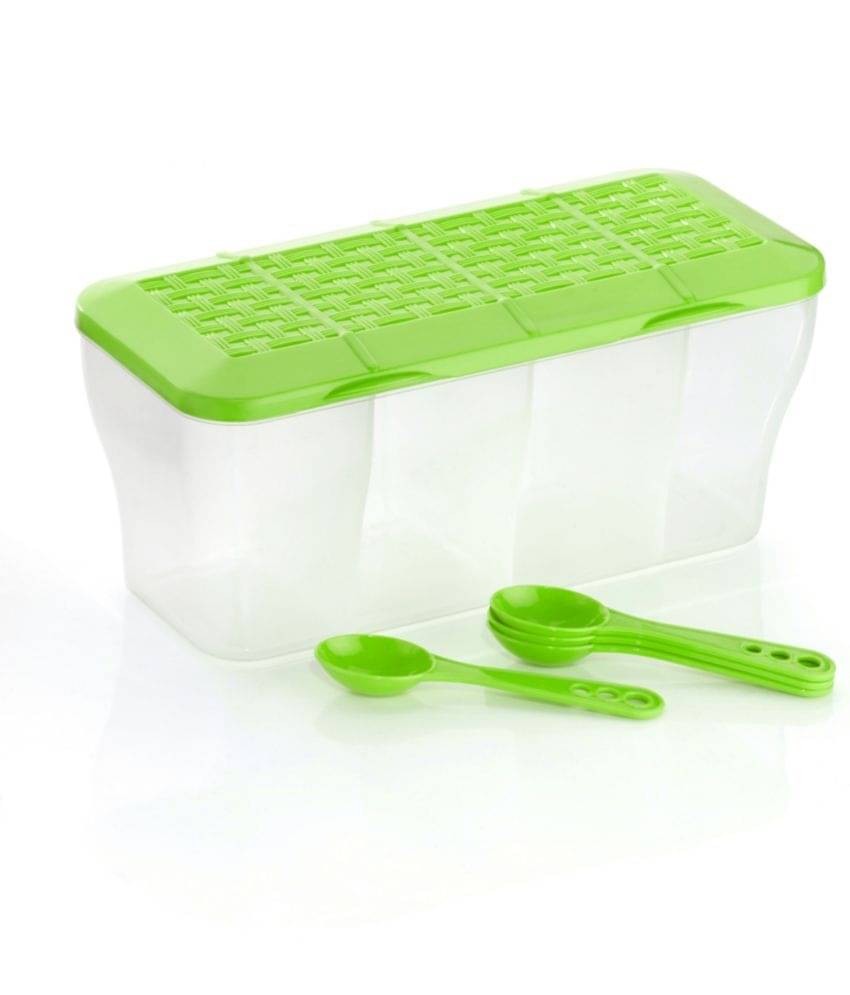     			OFFYX - 4 Section Container Green PET Spice Container ( Set of 1 ) - 1800 ml