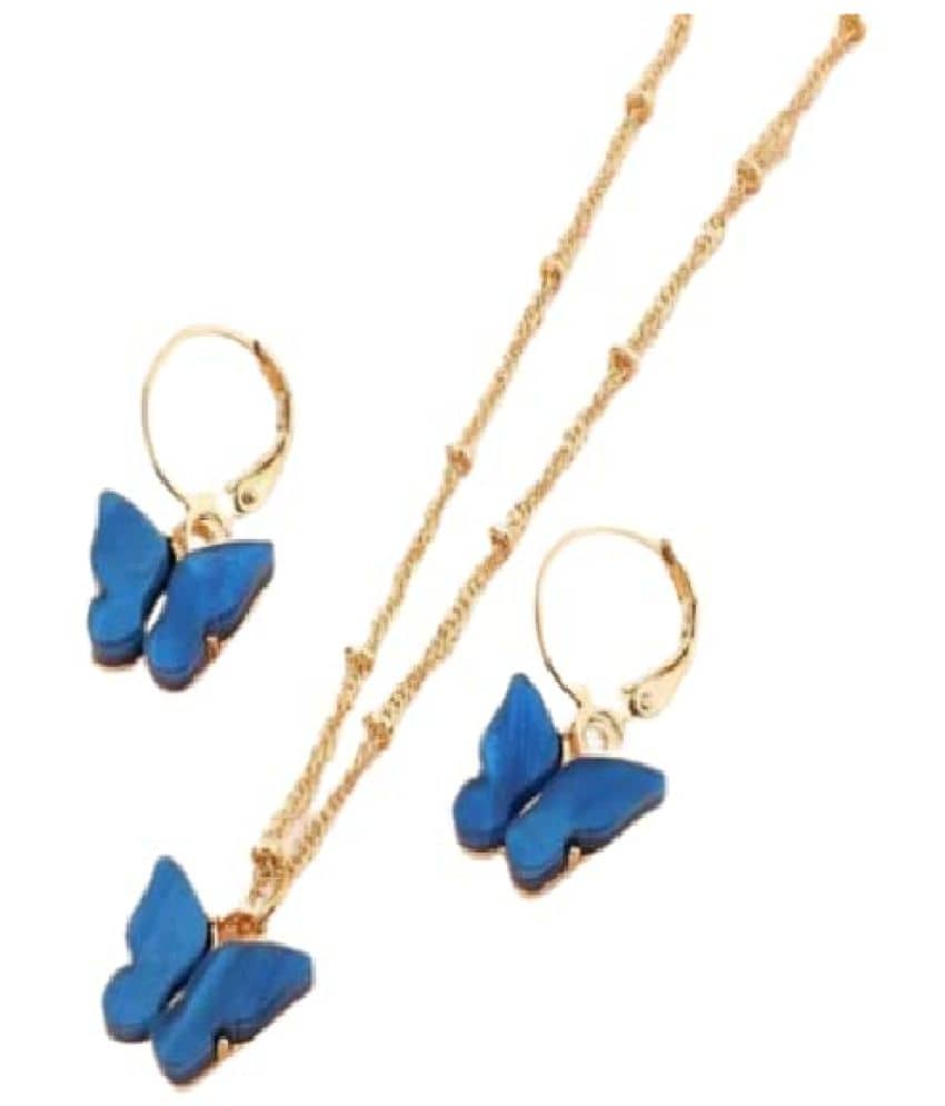 PUJVI - Blue Pendant set ( Pack of 1 )