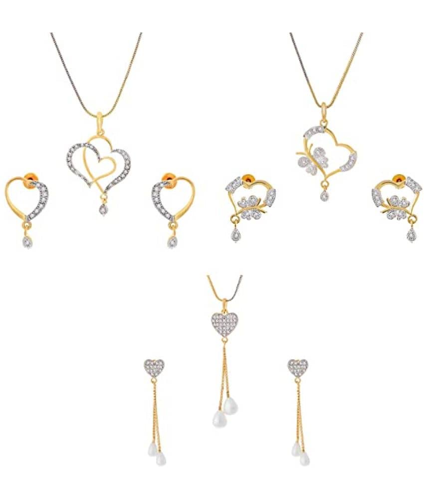 PUJVI - Silver Pendant set ( Pack of 3 )