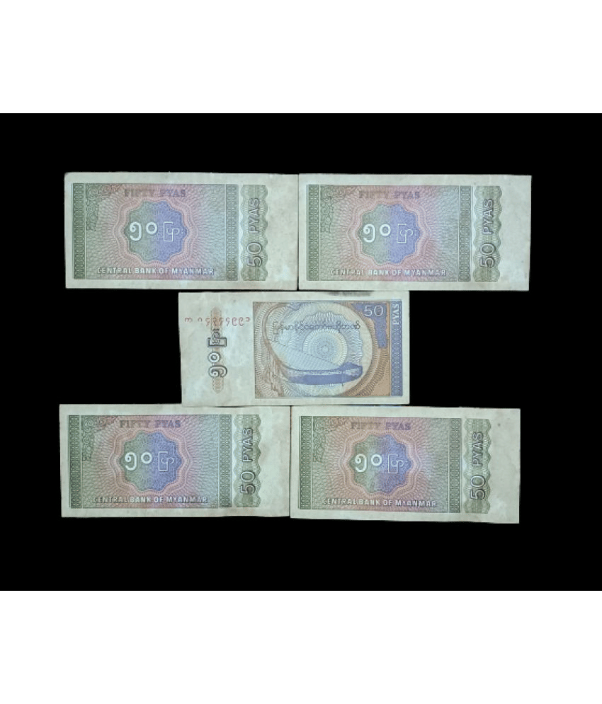 SUPER ANTIQUES GALLERY - MYANMAR RARE 50 PYAS 5 PCS SET 5 Paper currency & Bank notes SUPER ANTIQUES GALLERY - MYANMAR RARE 50 PYAS 5 PCS SET 5 Paper currency & Bank notes