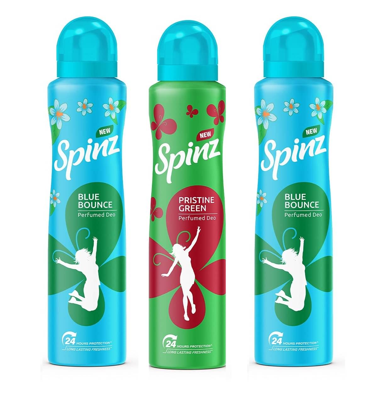 Spinz - 1 PRISTINE GREEN 2 BLUE BOUNCE Deodorant Spray for Unisex 450 ml ( Pack of 3 ) Spinz - 1 PRISTINE GREEN 2 BLUE BOUNCE Deodorant Spray for Unisex 450 ml ( Pack of 3 )