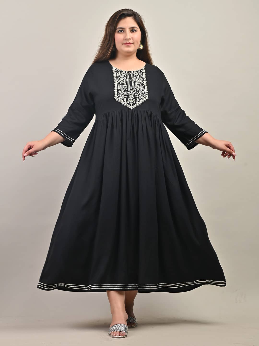 Swasti - Black Cotton Blend Women's Anarkali Kurti ( Pack of 1 ) - Kurtis, Tunics | Buy online on ZillyBuy