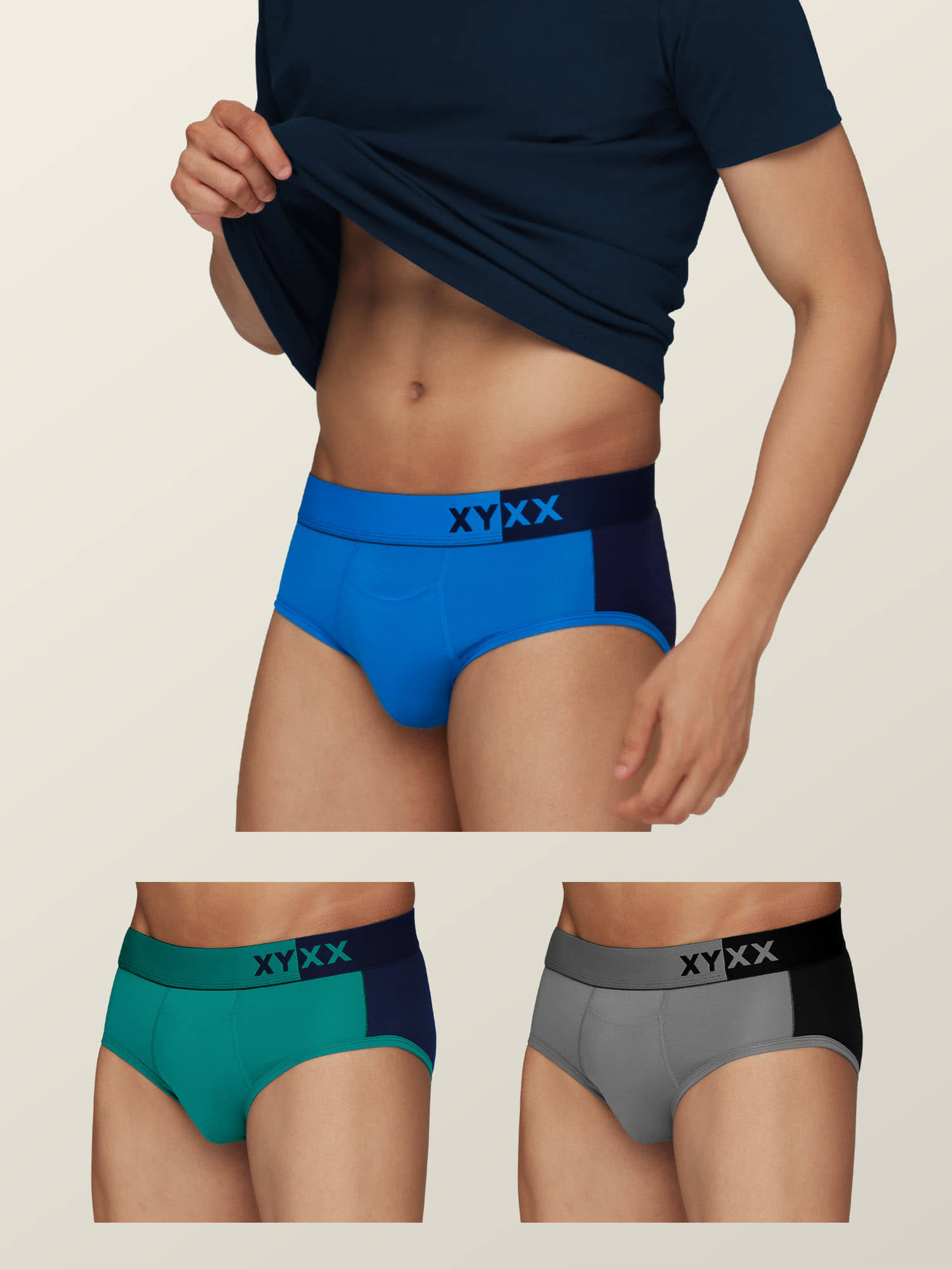 XYXX Pack of 3 Modal Men's Briefs ( Multicolor )