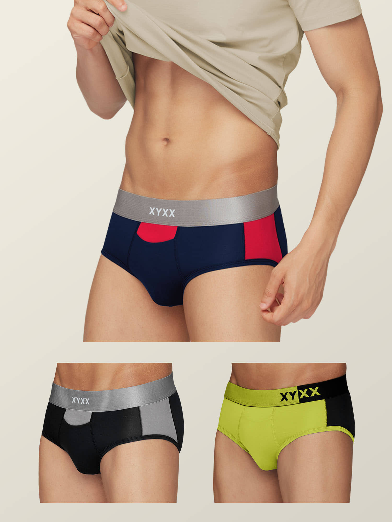XYXX Pack of 3 Modal Briefs For Men's ( Multicolor )