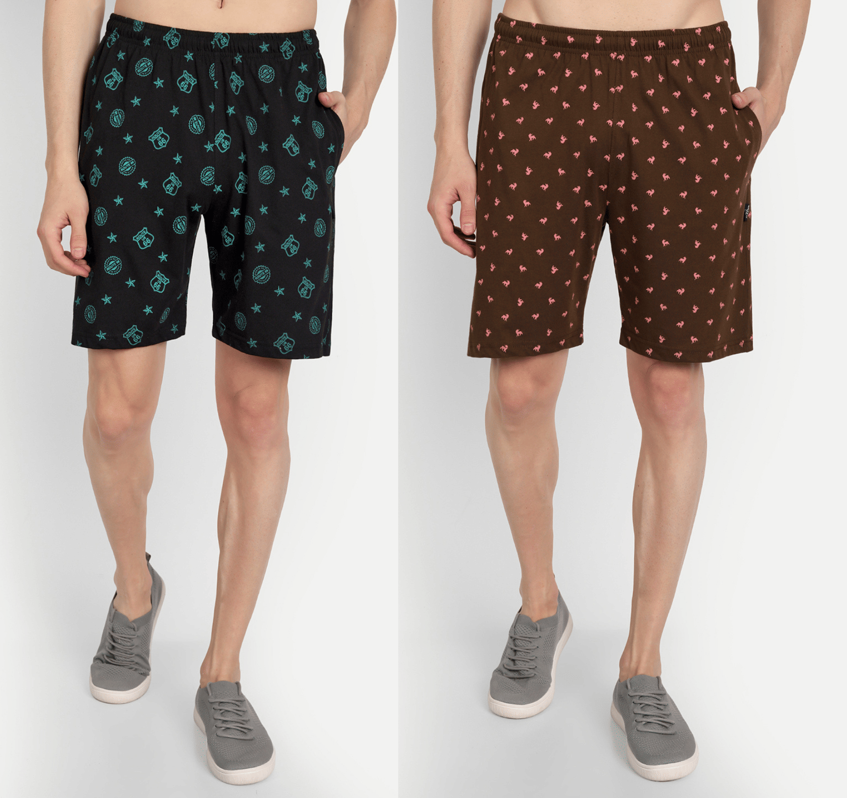 Zeffit - Multicolor Cotton Blend Men's Shorts ( Pack of 2 ) - Shorts | Buy online on ZillyBuy