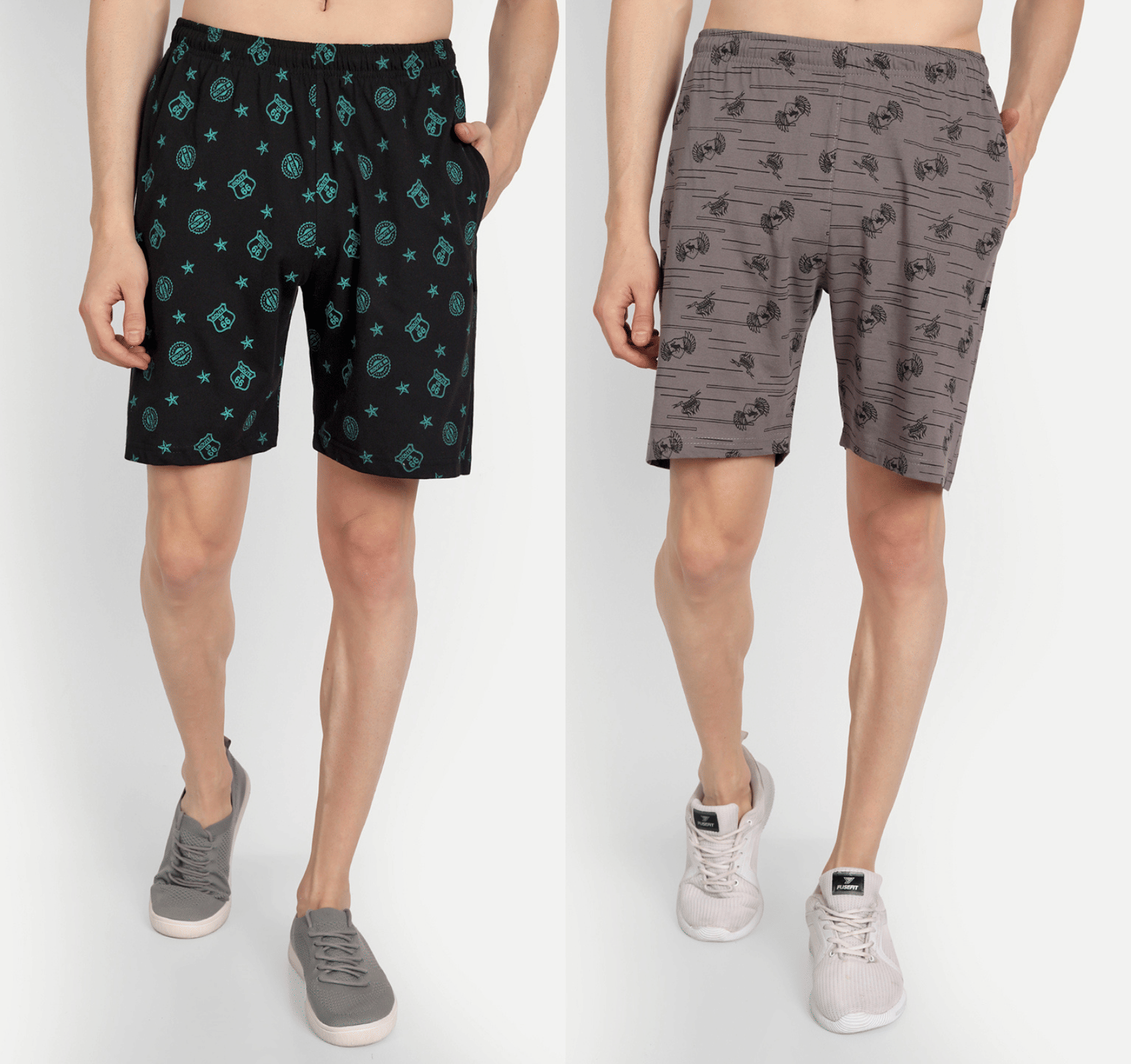 Zeffit - Multicolor Cotton Blend Men's Shorts ( Pack of 2 ) - Shorts | Buy online on ZillyBuy