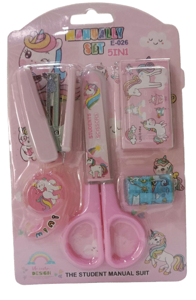     			5 in 1 Mini Stationery Combo Essentials Box Gift Set Includes Scissors Tape Stapler (1 Piece), Multicolor