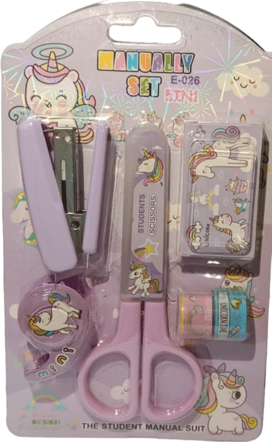 5 in 1 Mini Stationery Combo Essentials Box Gift Set Includes Scissors Tape Stapler (1 Piece),LIGHT PURPLE     			5 in 1 Mini Stationery Combo Essentials Box Gift Set Includes Scissors Tape Stapler (1 Piece),LIGHT PURPLE