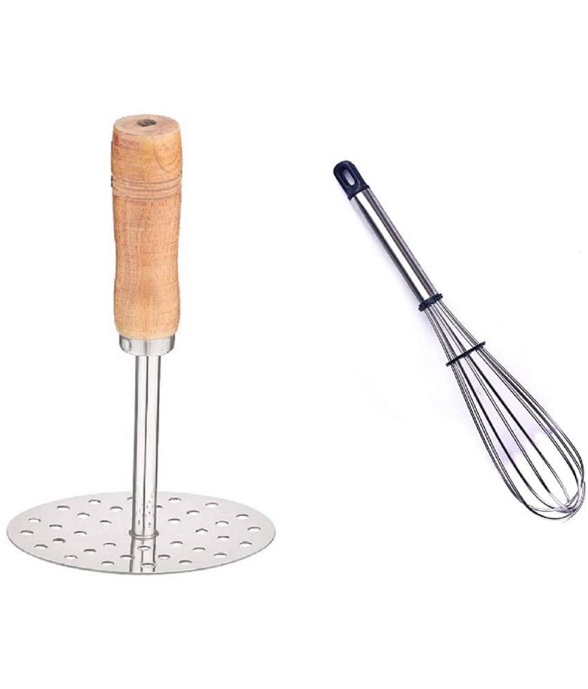 Dynore - Silver Stainless Steel Whisk and Pav Bhaji Masher ( Set of 2 )     			Dynore - Silver Stainless Steel Whisk and Pav Bhaji Masher ( Set of 2 )