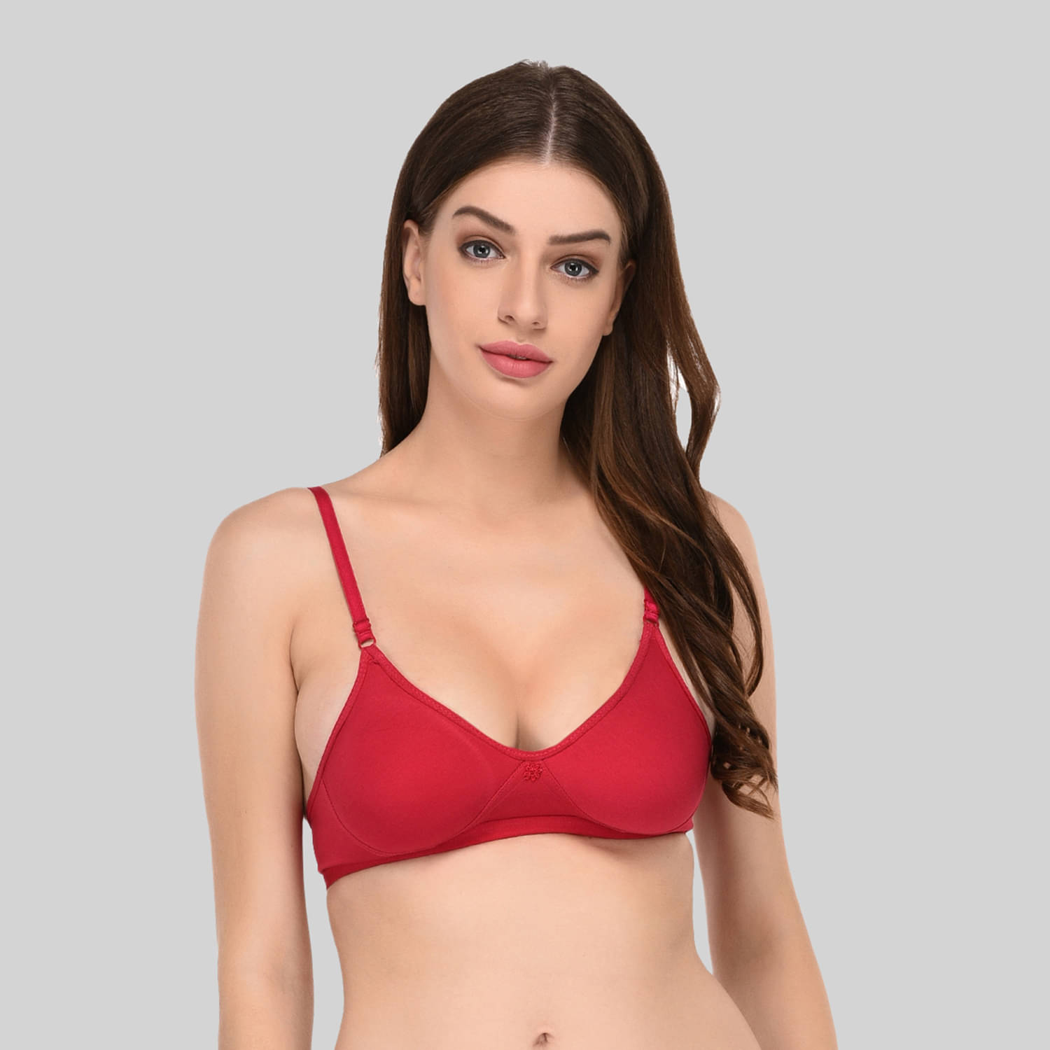 Elina Cotton Non Padded Women's Everyday Bra ( Red )     			Elina Cotton Non Padded Women's Everyday Bra ( Red )