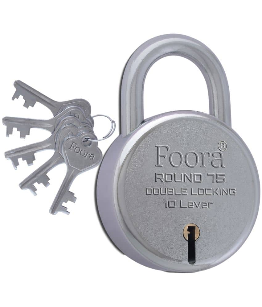 Foora Big Boss Round 75mm Padlock – 1 Lock with 5 Keys | 8 Lever Double Locking | Heavy Duty Metal Body | Rust-Resistant | Secure Door Lock for Home, Gate & Shop Shutter