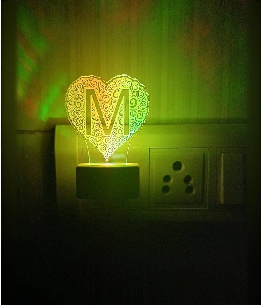     			DIONA Night Lamp M Alphabet Heart Shape Birthday, Valentine, Anniversary Gift