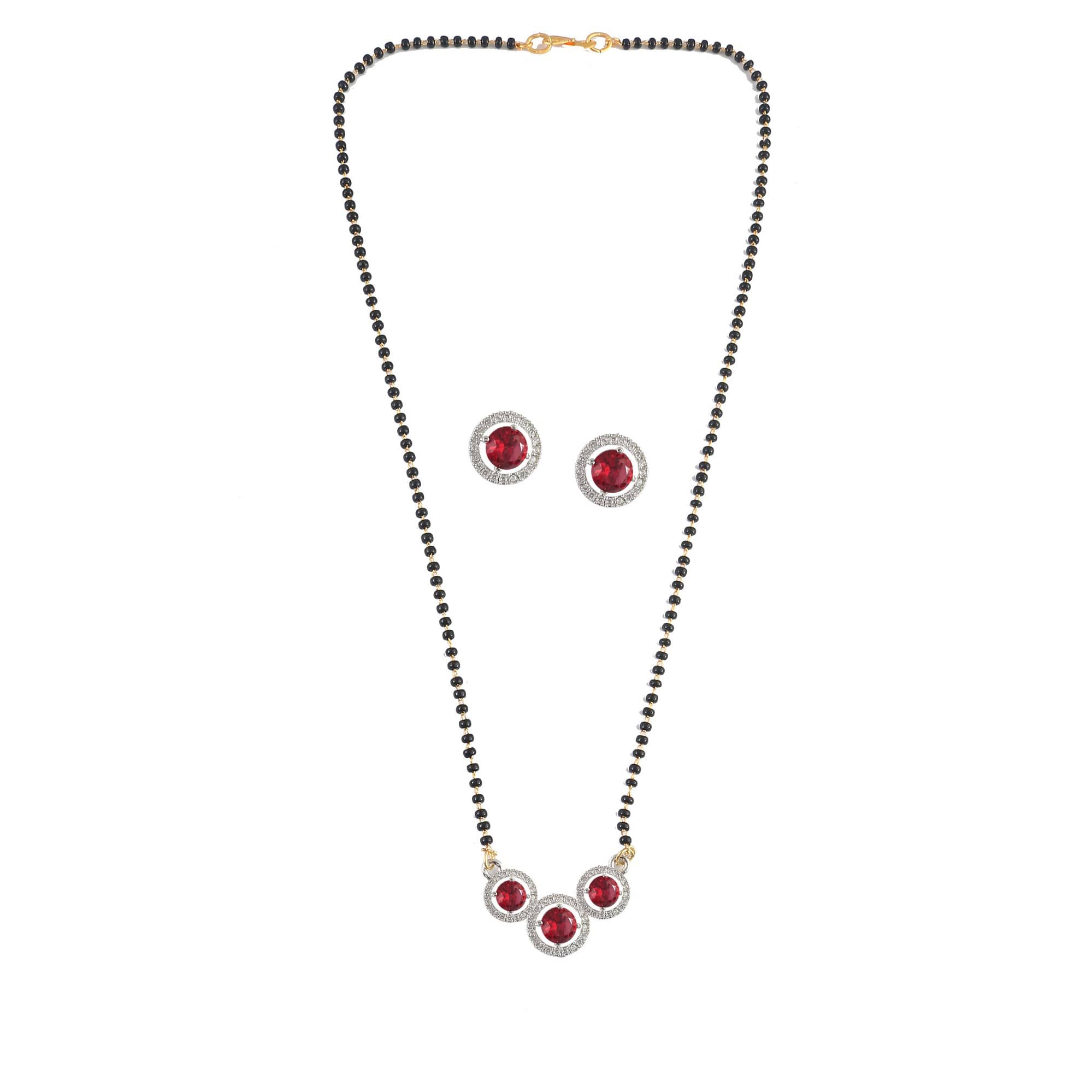 Jewar Mandi - Maroon Mangalsutra Set ( Pack of 1 )
