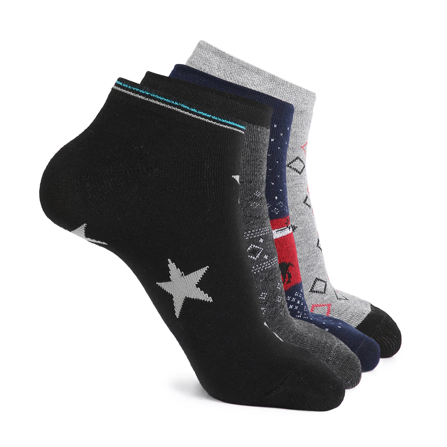 Kolor Fusion - Cotton Men's Self Design Multicolor Low Ankle Socks ( Pack of 4 ) Kolor Fusion - Cotton Men's Self Design Multicolor Low Ankle Socks ( Pack of 4 )