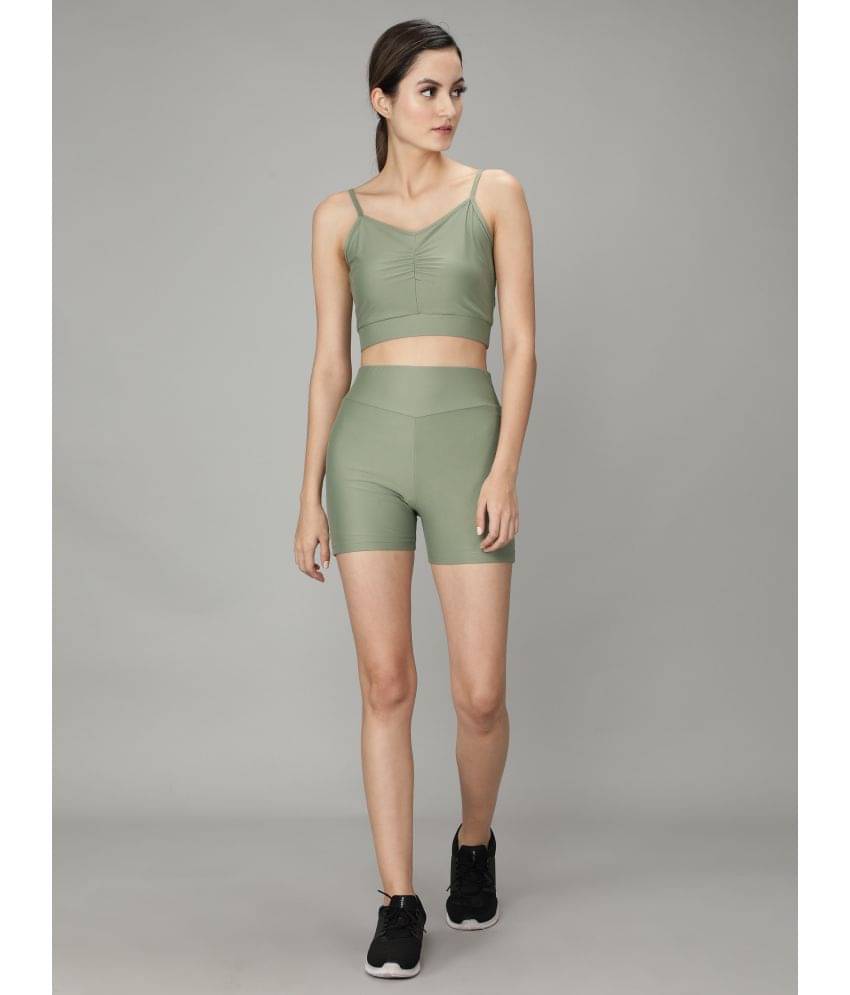     			NUEVOSDAMAS Olive Green Polyester Solid Tracksuit - Pack of 1