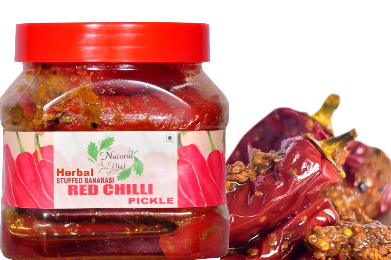 Natural Diet Herbal Stuffed Banarasi Red Chilli Pickle Premium Pickle Jar ||Ghar Ka Achar ||Mouth-Watering Pickle 500 g Natural Diet Herbal Stuffed Banarasi Red Chilli Pickle Premium Pickle Jar ||Ghar Ka Achar ||Mouth-Watering Pickle 500 g