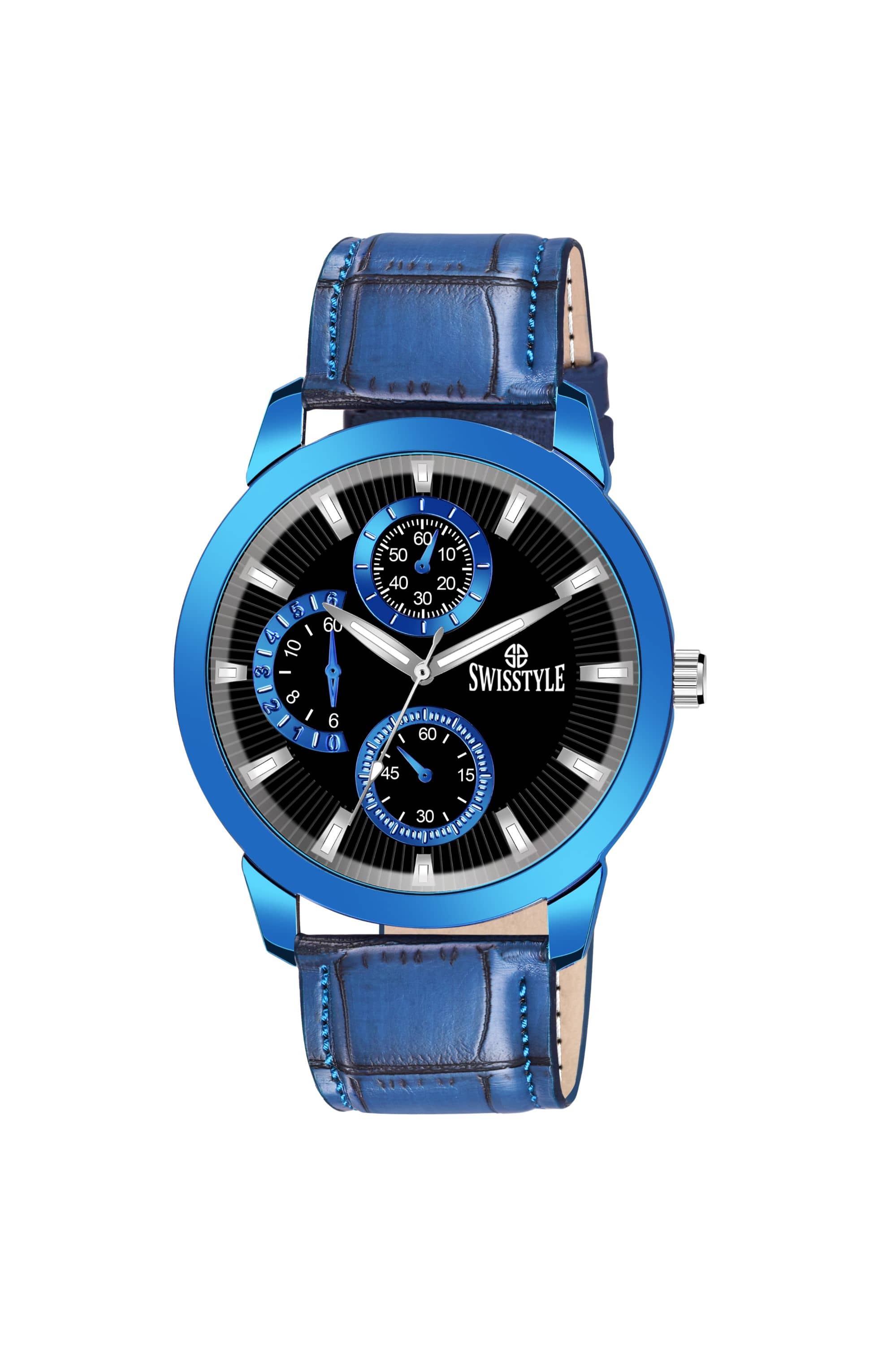Swisstyle - Blue Leather Analog Men's Watch