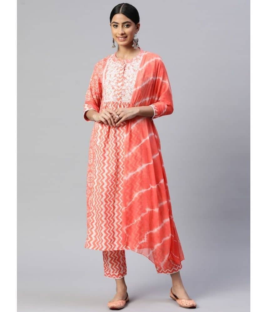 Vbuyz - Coral Straight Cotton Women's Stitched Salwar Suit ( Pack of 1 )