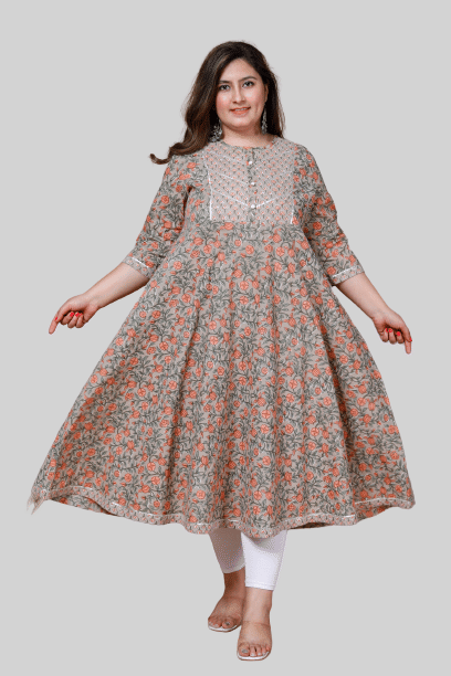     			miravan - Multicoloured Cotton Women's Flared Kurti ( Pack of 1 )