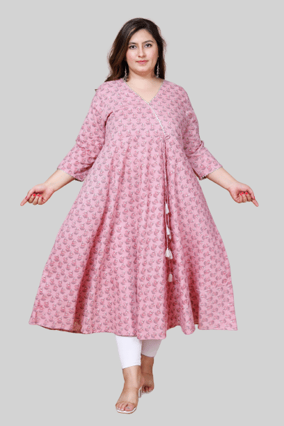 miravan - Pink Cotton Women's Anarkali Kurti ( Pack of 1 ) miravan - Pink Cotton Women's Anarkali Kurti ( Pack of 1 )