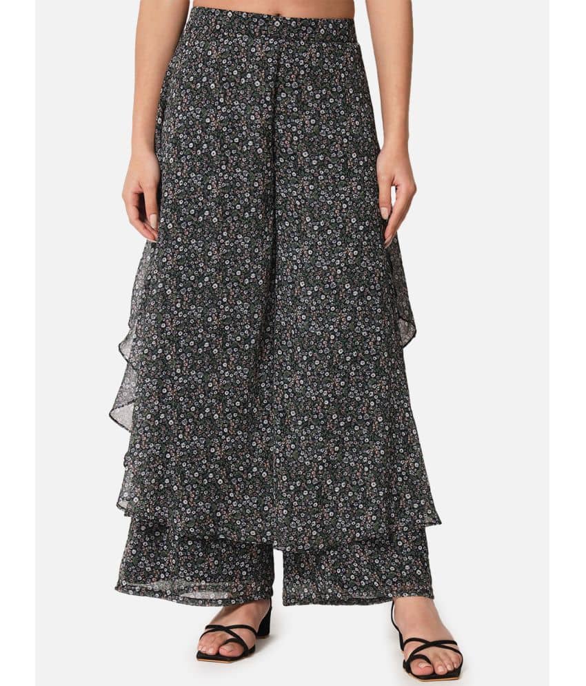 ALL WAYS YOU - Black Georgette Flared Women's Ruffled Palazzos ( Pack of 1 )