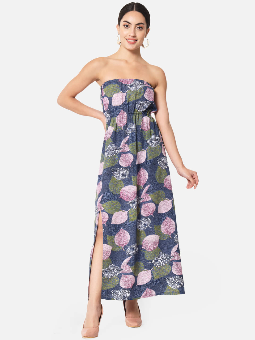     			ALL WAYS YOU Women Crepe Printed Side Slit Dress ( Multi Color )