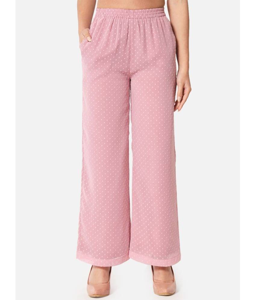 ALL WAYS YOU - Pink Georgette Flared Women's Palazzos ( Pack of 1 ) ALL WAYS YOU - Pink Georgette Flared Women's Palazzos ( Pack of 1 )