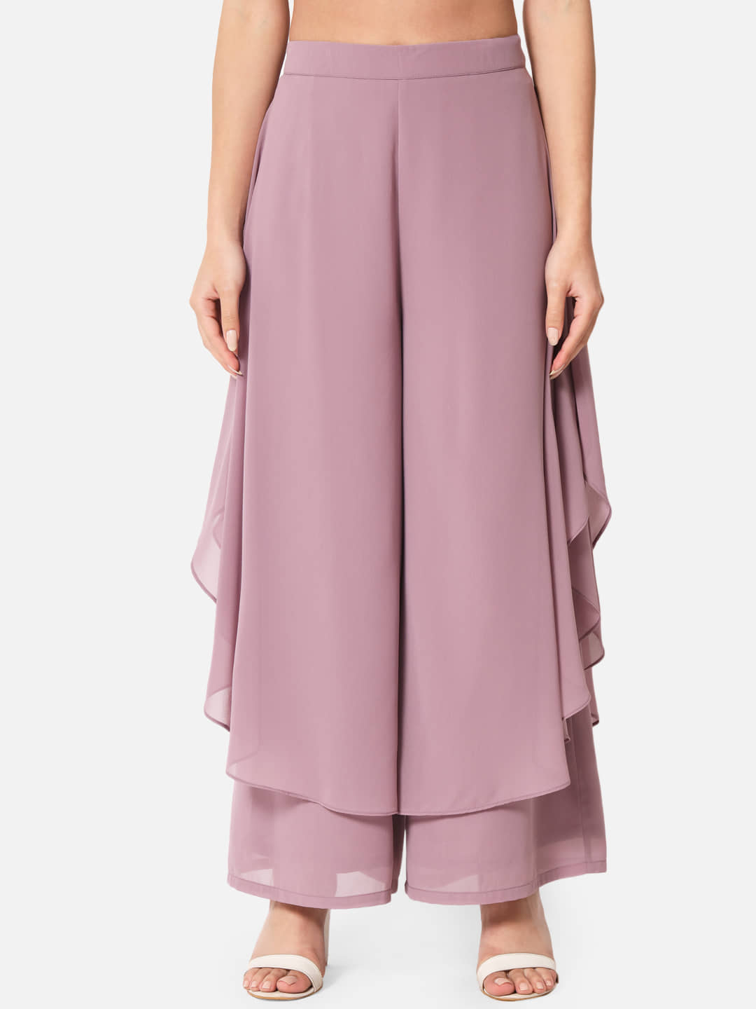 ALL WAYS YOU - Purple Georgette Flared Women's Ruffled Palazzos ( Pack of 1 )
