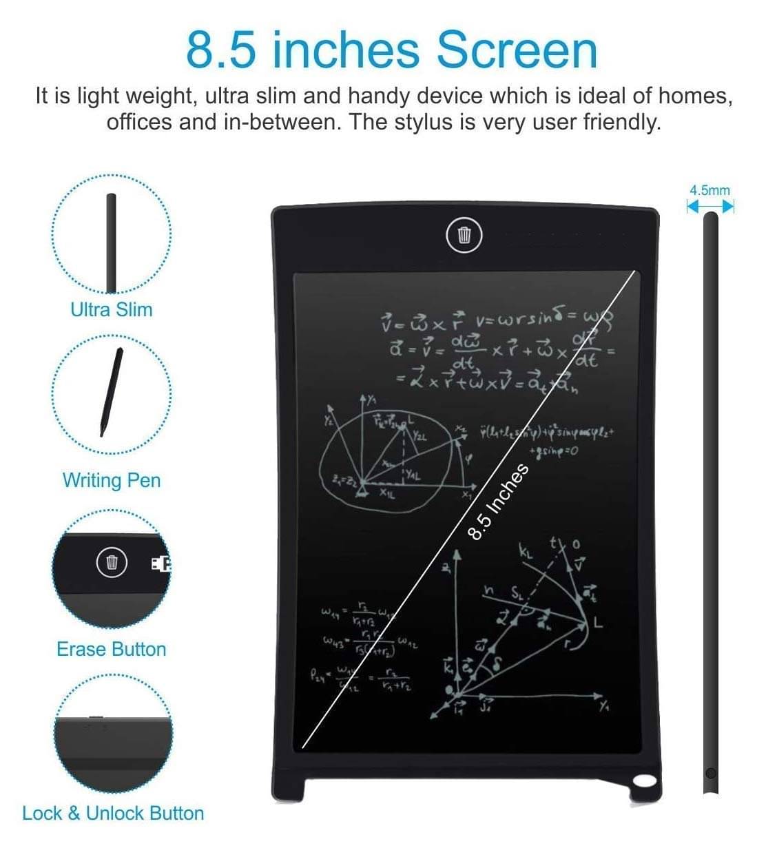    			AURAPURO Kids Toys LCD Writing Tablet 8.5Inch E-Note Pad Best Birthday Gift for Girls Boys, Multicolor (SC1667)