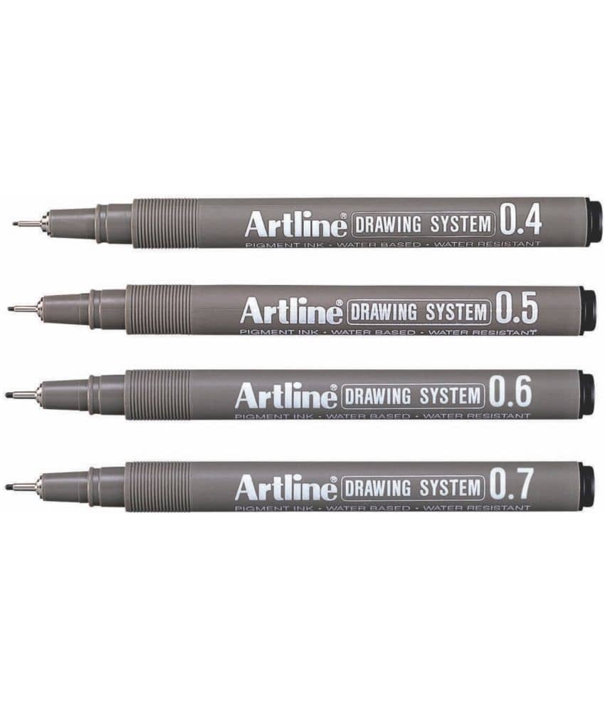 Artline Drawing Fineliner Pen (Pack Of 4, Black)