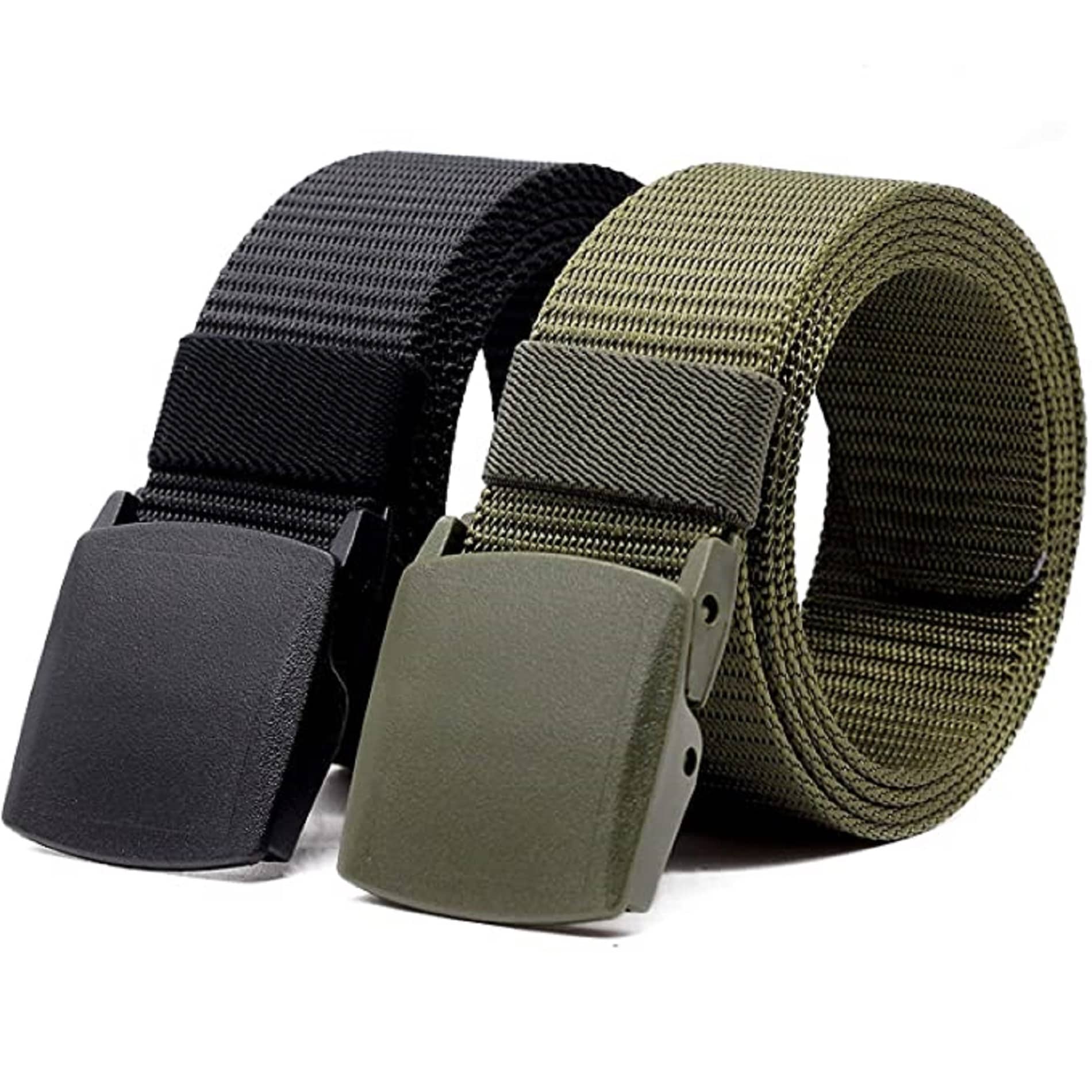 Clock21 - Black Canvas Men's Casual Belt ( Pack of 2 )