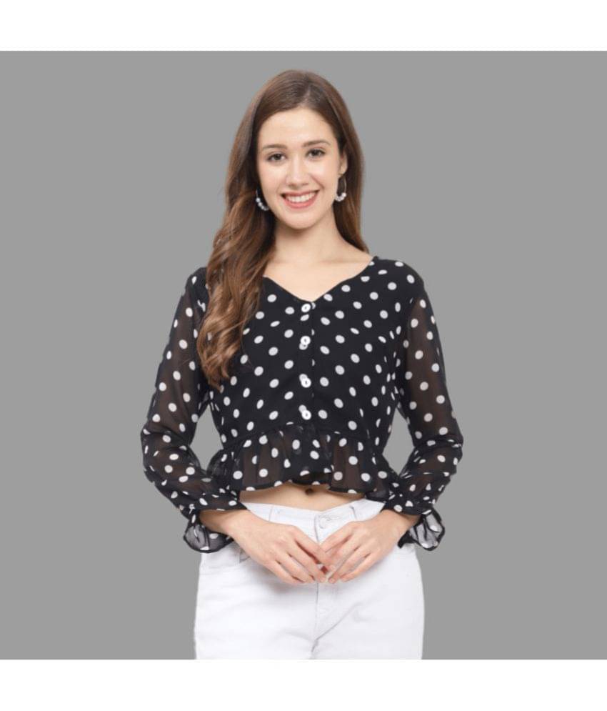 GALWIZ Women's Georgette Crop Top ( Black ) GALWIZ Women's Georgette Crop Top ( Black )