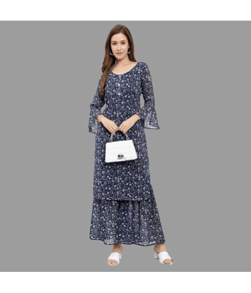 GALWIZ - White Georgette Women's Straight Kurti ( Pack of 1 ) - Kurtis, Tunics | Buy online on ZillyBuy