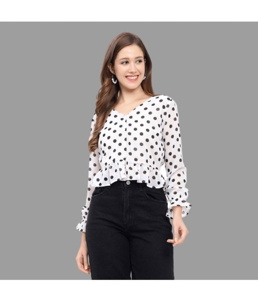 GALWIZ Women's Georgette Regular Top ( White ) GALWIZ Women's Georgette Regular Top ( White )