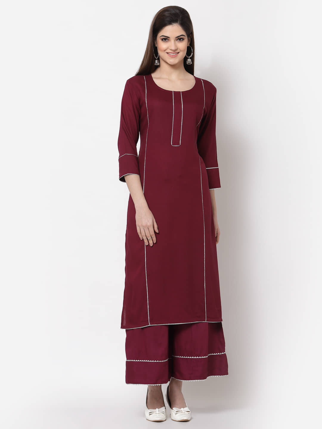 HISHAM - Wine Straight Rayon Women's Stitched Salwar Suit ( Pack of 1 )