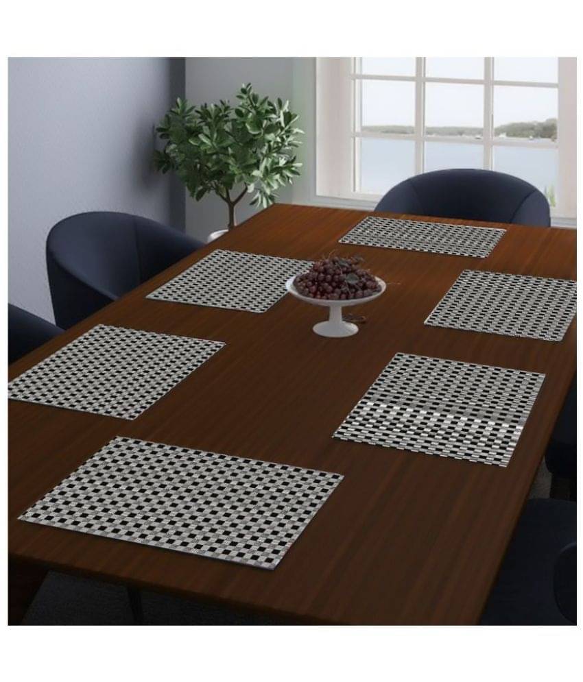     			- Gray Printed PVC 6 Seater Table Mats ( Pack of 6 )