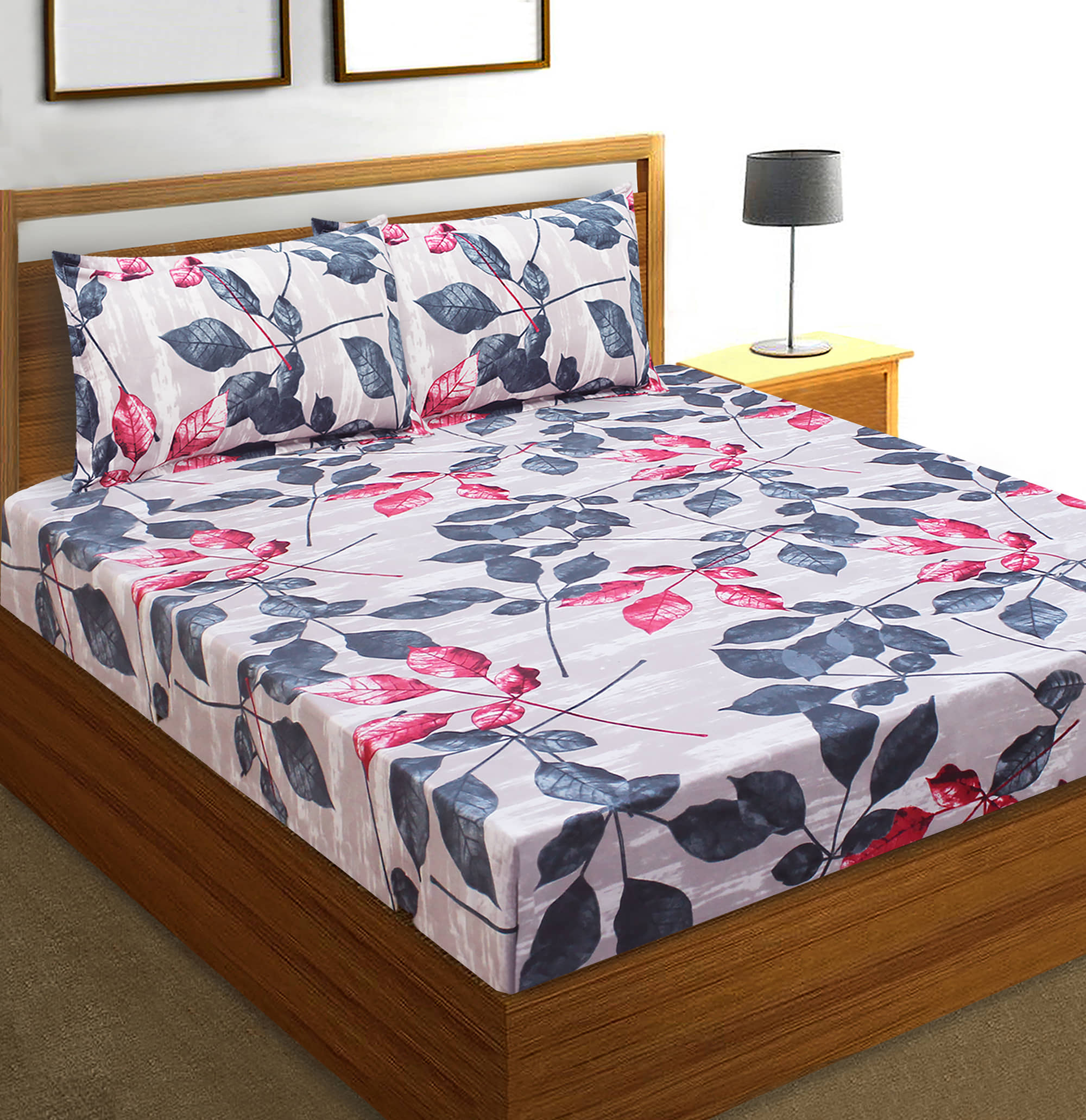 Home Candy Microfiber Double Bedsheet ( Multicolor )