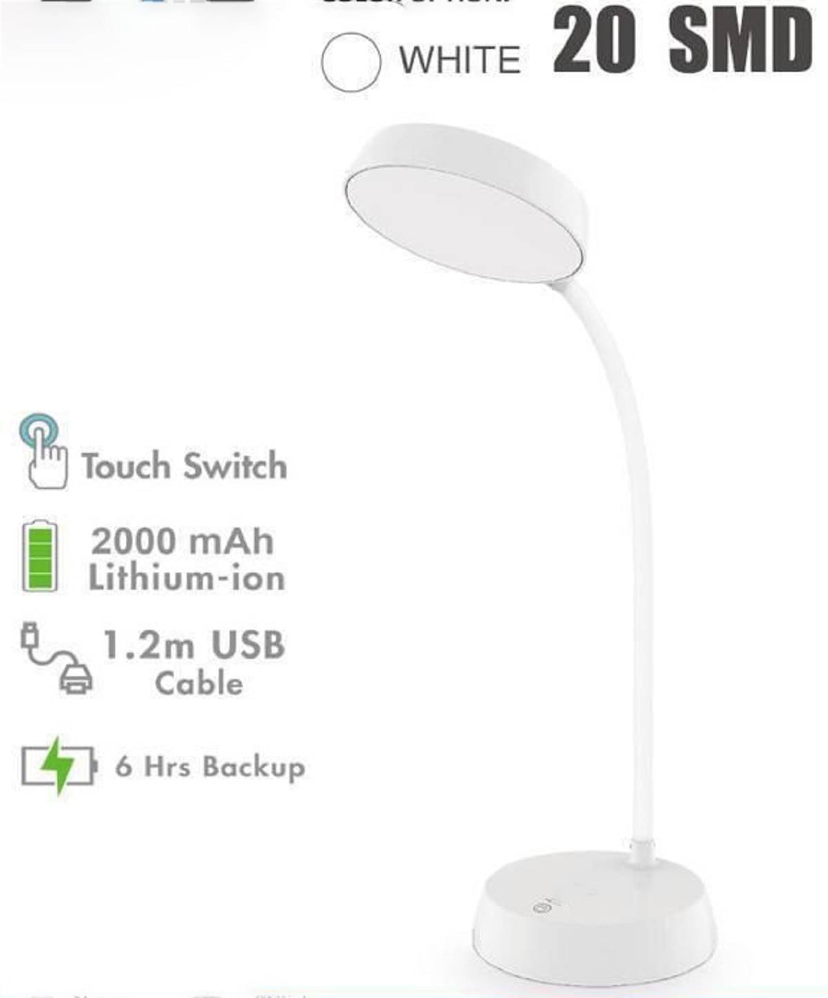 IDOLESHOP - White Study Table Lamp ( Pack of 1 ) IDOLESHOP - White Study Table Lamp ( Pack of 1 )
