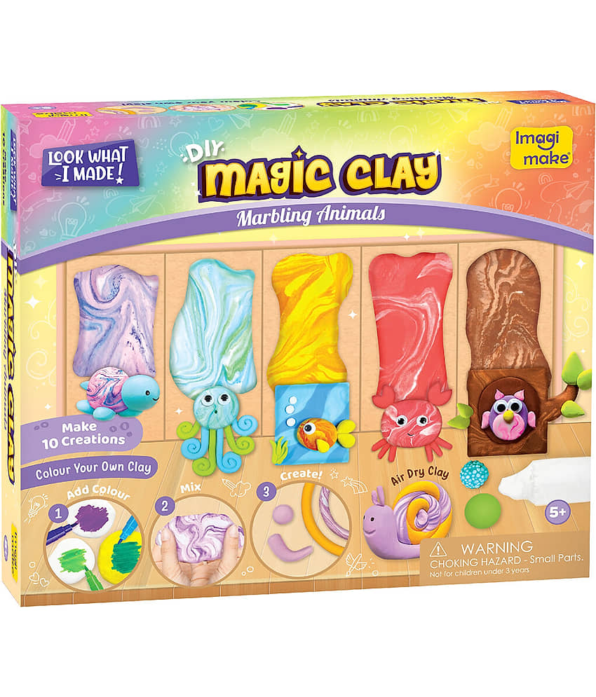 Imagimake Magic Clay | Colour & Create | Marbling Animals Craft Kit | Air Dry Clay For Art & Craft | Make 10 Super Clay Creations | Birthday Gift For 5,6,7,8 Year Old Girls & Boys - Toys and Games | Buy online on ZillyBuy