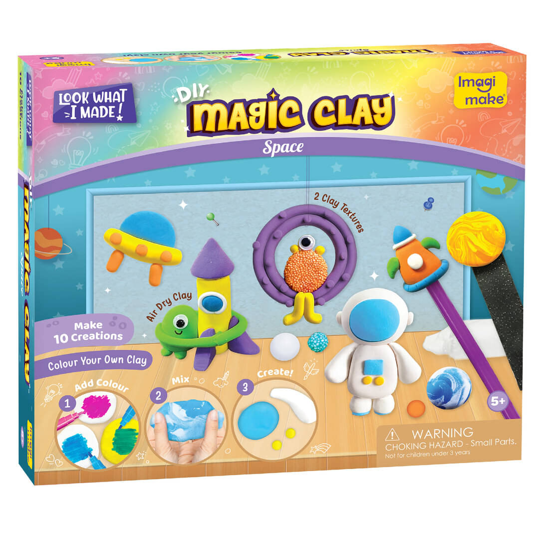     			Imagimake Magic Clay | Colour & Create | Space Craft Kit | Air Dry Clay For Art & Craft | Make 10 Super Clay Creations | Birthday Gift For 5,6,7,8 Year Old Girls & Boys