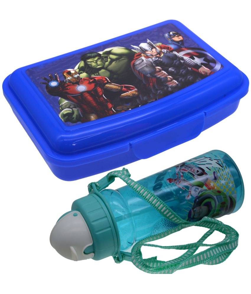     			JMALL - With Bottle Assorted Plastic Lunch Box ( Pack of 2 ) 300 ml