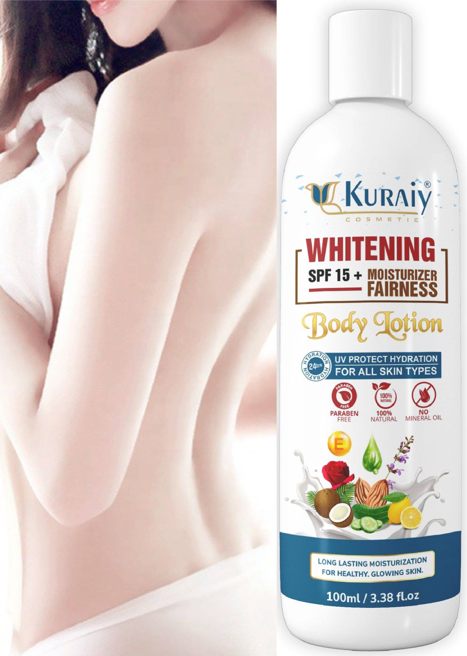 Kuraiy Body Lotion For Nourishing Body Milk With Almond Oil & Vitamin E For Men & Women (100 Ml) Kuraiy Body Lotion For Nourishing Body Milk With Almond Oil & Vitamin E For Men & Women (100 Ml)